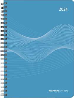 Wochenplaner PP-Einband blau 2024 – Büro-Kalender A5 – Cheftimer – blue – Ringbindung – 1 Woche 2 Seiten – 128 Seiten – Alpha Edition