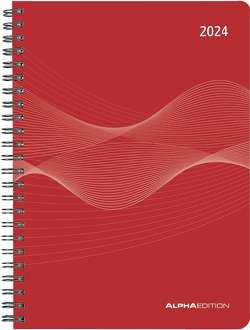 Wochenplaner PP-Einband rot 2024 – Büro-Kalender A5 – Cheftimer – red – Ringbindung – 1 Woche 2 Seiten – 128 Seiten – Alpha Edition