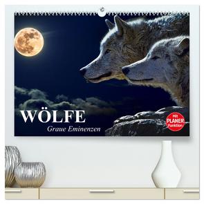 Wölfe. Graue Eminenzen (hochwertiger Premium Wandkalender 2024 DIN A2 quer), Kunstdruck in Hochglanz von Stanzer,  Elisabeth