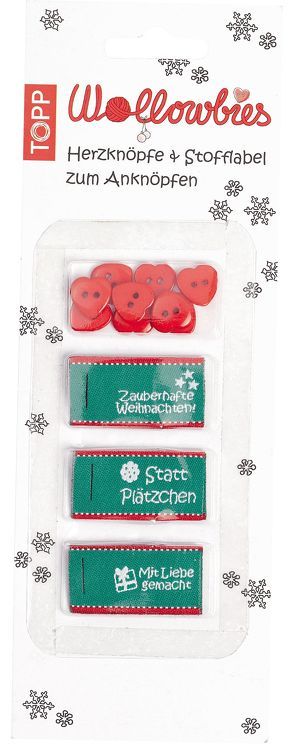 Wollowbies Herzknöpfe & Stofflabel Weihnachten von frechverlag
