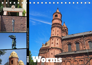 Worms-Nibelungenstadt am Rhein (Tischkalender 2024 DIN A5 quer), CALVENDO Monatskalender von Andersen,  Ilona