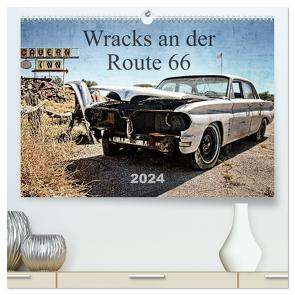 Wracks an der Route 66 (hochwertiger Premium Wandkalender 2024 DIN A2 quer), Kunstdruck in Hochglanz von Silberstein,  Reiner