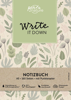 Write It Down • Nachhaltiges Notizbuch in A5 mit Hardcover und Pflanzen-Motiv