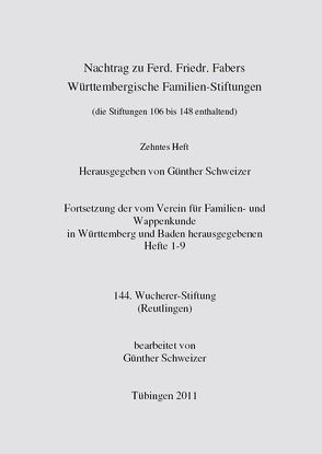 Wucherer-Stiftung (Reutlingen) von Schweizer,  Günther