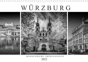 WÜRZBURG Monochrome Impressionen (Wandkalender 2022 DIN A3 quer) von Viola,  Melanie
