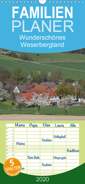Wunderschönes Weserbergland – Familienplaner hoch (Wandkalender 2020 , 21 cm x 45 cm, hoch) von Lindert-Rottke,  Antje