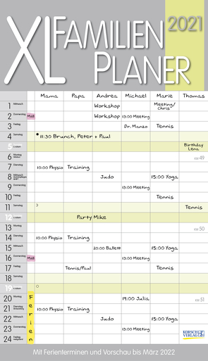 XL Familienplaner Pastell 2021 von Korsch Verlag
