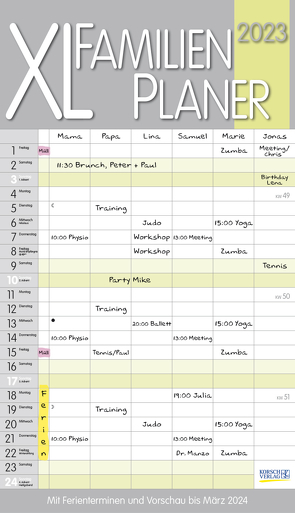XL Familienplaner Pastell 2023 von Korsch Verlag