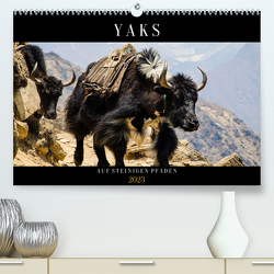 Yaks – auf steinigen Pfaden (Premium, hochwertiger DIN A2 Wandkalender 2023, Kunstdruck in Hochglanz) von Utz,  Renate