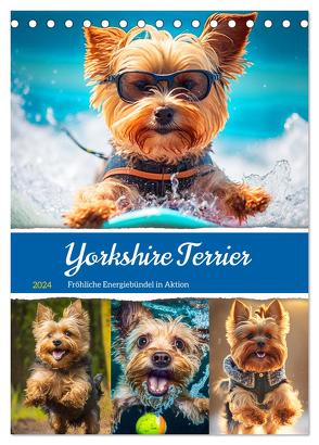 Yorkshire Terrier. Fröhliche Energiebündel in Aktion (Tischkalender 2024 DIN A5 hoch), CALVENDO Monatskalender von Hurley,  Rose