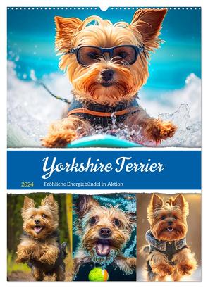Yorkshire Terrier. Fröhliche Energiebündel in Aktion (Wandkalender 2024 DIN A2 hoch), CALVENDO Monatskalender von Hurley,  Rose