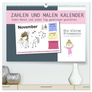 Zahlen und Malen Kalender mit der kleinen Prinzessin (hochwertiger Premium Wandkalender 2024 DIN A2 quer), Kunstdruck in Hochglanz von dmr,  steckandose, 