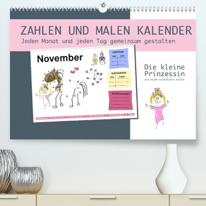 Zahlen und Malen Kalender mit der kleinen Prinzessin (Premium, hochwertiger DIN A2 Wandkalender 2022, Kunstdruck in Hochglanz) von dmr, steckandose