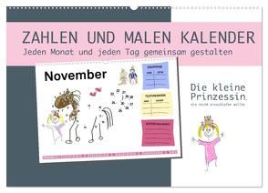 Zahlen und Malen Kalender mit der kleinen Prinzessin (Wandkalender 2024 DIN A2 quer), CALVENDO Monatskalender von dmr,  steckandose, 