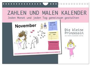 Zahlen und Malen Kalender mit der kleinen Prinzessin (Wandkalender 2024 DIN A4 quer), CALVENDO Monatskalender von dmr,  steckandose, 