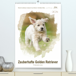 Zauberhafte Golden Retriever (hochwertiger Premium Wandkalender 2024 DIN A2 hoch), Kunstdruck in Hochglanz von Wrede - Wredefotografie,  Martina