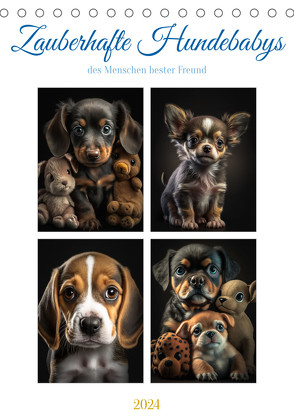 Zauberhafte Hundebabys (Tischkalender 2024 DIN A5 hoch), CALVENDO Monatskalender von Gierok-Latniak,  Steffen