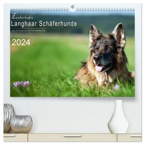 Zauberhafte Langhaar Schäferhunde (hochwertiger Premium Wandkalender 2024 DIN A2 quer), Kunstdruck in Hochglanz von Schiller,  Petra