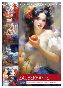 Zauberhafte Märchenillustrationen im Romantik-Stil (Tischkalender 2024 DIN A5 hoch), CALVENDO Monatskalender von Hurley,  Rose