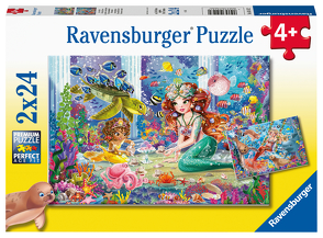 Ravensburger Kinderpuzzle – 05147 Zauberhafte Meerjungfrauen – Puzzle für Kinder ab 4 Jahren, mit 2×24 Teilen