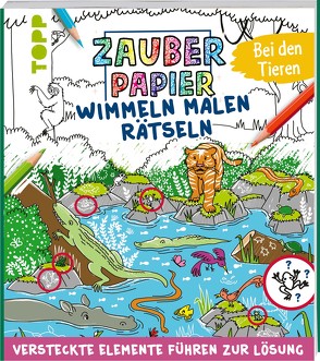 Zauberpapier Wimmel-Mal-Rätselbuch – Bei den Tieren von Jones,  Josephine