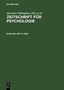 Zeitschrift für Psychologie / 1980 von Ebbinghaus,  Hermann, König,  Arthur