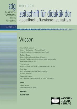 Zeitschrift für Didaktik der Gesellschaftswissenschaften 1/10 von Gautschi,  Peter, Rhode-Jüchtern,  Tilman, Sander,  Wolfgang, Weber,  Birgit