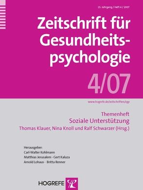 Zeitschrift für Gesundheitspsychologie von Klauer,  Thomas, Knoll,  Nina, Schwarzer,  Ralf