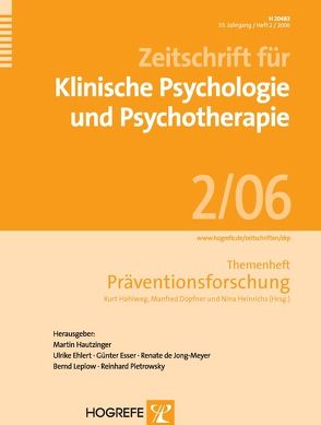 Zeitschrift für Klinische Psychologie und Psychotherapie. Forschung und Praxis von Döpfner,  Manfred, Hahlweg,  Kurt, Heinrichs,  Nina