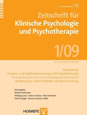 Zeitschrift für Klinische Psychologie und Psychotherapie. Forschung und Praxis von Kosfelder,  Joachim, Lutz,  Wolfgang, Vocks,  Silja