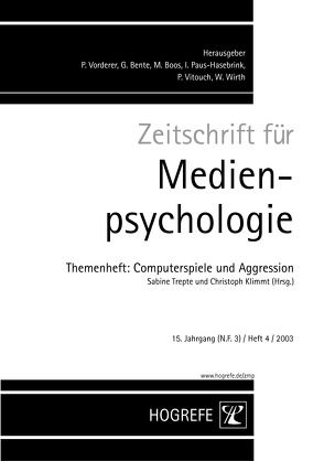 Zeitschrift für Medienpsychologie von Klimmt,  Christoph, Trepte,  Sabine