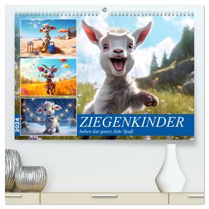 Ziegenkinder haben das ganze Jahr Spaß (hochwertiger Premium Wandkalender 2024 DIN A2 quer), Kunstdruck in Hochglanz von Löwer,  Sabine