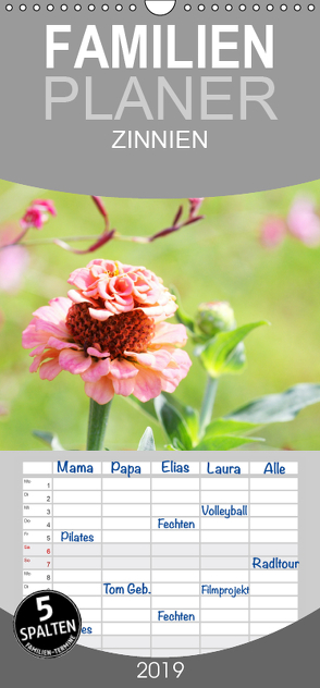 ZINNIEN – Familienplaner hoch (Wandkalender 2019 , 21 cm x 45 cm, hoch) von Kruse,  Gisela