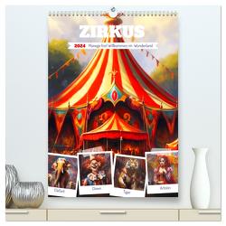 Zirkus. Manege frei! Willkommen im nostalgischen Wunderland (hochwertiger Premium Wandkalender 2024 DIN A2 hoch), Kunstdruck in Hochglanz von Hurley,  Rose