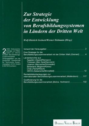 Zur Strategie der Entwicklung von Berufsbildungssystemen in Ländern der Dritten Welt von Greinert,  Wolf Dietrich, Heitmannn,  Werner, Wiese,  Klaus