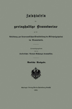 Zusatztafeln für geringhaltige Branntweine von Kaiserlichen Normal-Aichungs-Kommission