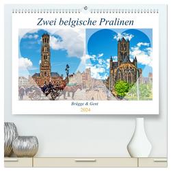 Zwei belgische Pralinen Brügge und Gent (hochwertiger Premium Wandkalender 2024 DIN A2 quer), Kunstdruck in Hochglanz von Michalzik,  Paul